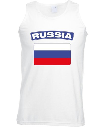 Rusland singlet shirt/ tanktop met Russische vlag wit heren 2XL