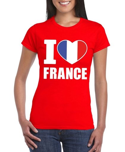 Rood I love France supporter shirt dames - Frankrijk t-shirt dames L