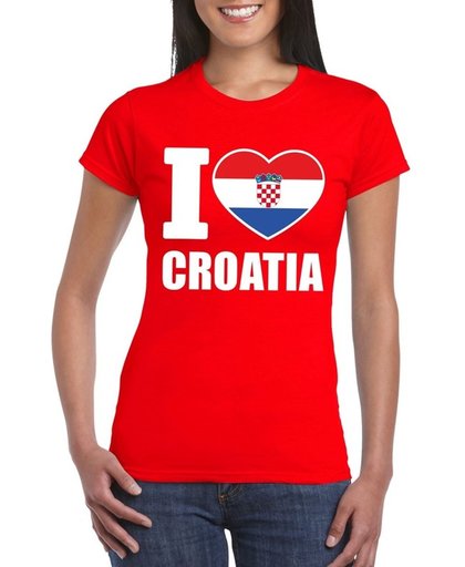Rood I love Kroatie supporter shirt dames - Kroatisch t-shirt dames S