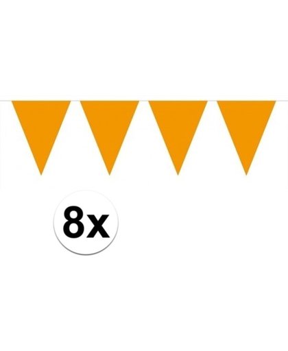 8 stuks Vlaggenlijnen/slingers XXL oranje 10 meter