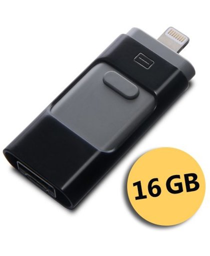 USB stick – flashdrive 16GB – voor iPhone Android en PC of Mac - Zwart - DisQounts