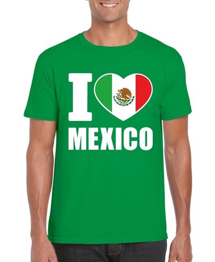 Groen I love Mexico supporter shirt heren - Mexicaans t-shirt heren L