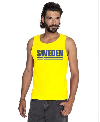 Geel Sweden supporter mouwloos shirt heren - Zweden singlet shirt/ tanktop XL