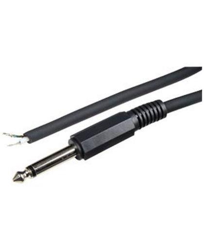 BKL 6,35mm Jack (m) mono audio kabel met open eind / zwart - 1,8 meter