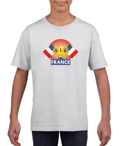 Wit Frans kampioen t-shirt kinderen - Frankrijk supporter shirt jongens en meisjes L (146-152)