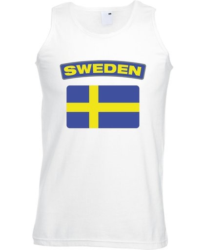 Zweden singlet shirt/ tanktop met Zweedse vlag wit heren S