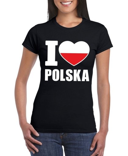 Zwart I love Polen supporter shirt dames - Polska t-shirt dames L