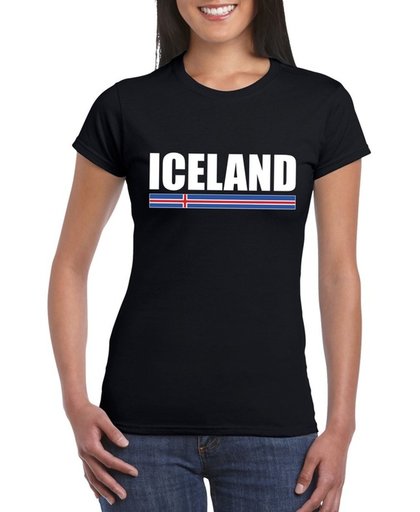 Zwart IJsland supporter t-shirt voor dames - IJslandse vlag shirts M