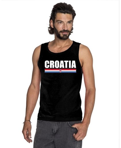 Zwart Croatia supporter mouwloos shirt heren - Kroatie singlet shirt/ tanktop 2XL