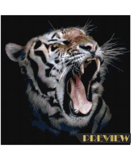 Diamond Painting Angstaanjagende tijger - 50 x 50 cm FULL (Volledige bedekking, vierkante steentjes)