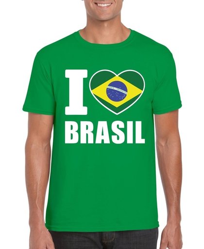 Groen I love Brazilie supporter shirt heren - Braziliaans t-shirt heren 2XL