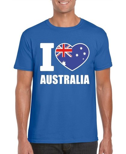 Blauw I love Australie supporter shirt heren - Australisch t-shirt heren L