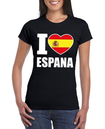 Zwart I love Espana supporter shirt dames - Spanje t-shirt dames XL