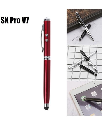 DrPhone - SX Pro V7 Universele Laser Stylus - 4 in 1 Stylus Pen - Balpen, Led lamp, Laserpointer, Stylus pen - Geschikt voor Tablets en Smartphones - Handig tijdens presentaties - Rood