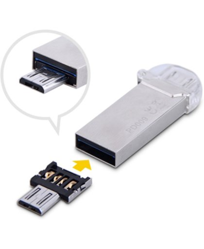MICRO USB OTG Adapter voor USB Poorten voor Telfoons, Keyboards en veel meer!  Zilver/Zwart