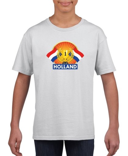 Wit Nederland kampioen t-shirt kinderen - Holland supporter shirt jongens en meisjes M (134-140)