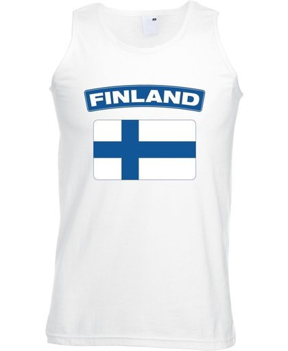 Finland singlet shirt/ tanktop met Finse vlag wit heren S