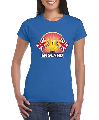 Blauw Engels kampioen t-shirt dames - Engeland supporter shirt S