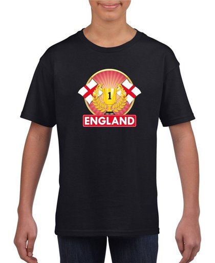 Zwart Engels kampioen t-shirt kinderen - Engeland supporter shirt jongens en meisjes M (134-140)