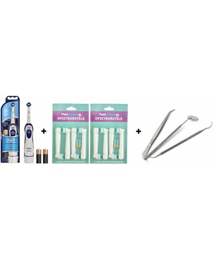 Oral-B Advance Power elektrische tandenborstel +  8 Opzetborstels passend op Oral-B + Tandsteen verwijder set inclusief mondspiegel