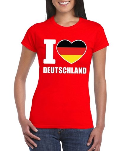 Rood I love Deutschland supporter shirt dames - Duitsland t-shirt dames M
