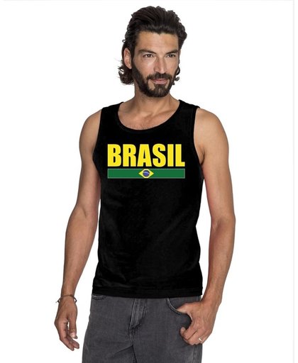 Zwart Brasil supporter mouwloos shirt heren - Brazilie singlet shirt/ tanktop 2XL