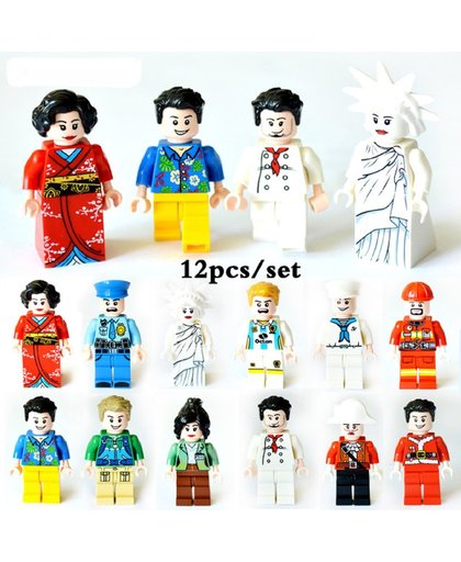 XXXL set met 12 figuren poppetjes geschikt voor lego. set mannetje/vrouwtje