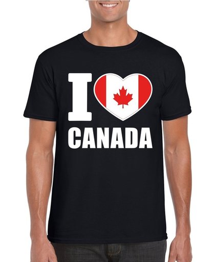 Zwart I love Canada supporter shirt heren - Canadees t-shirt heren L
