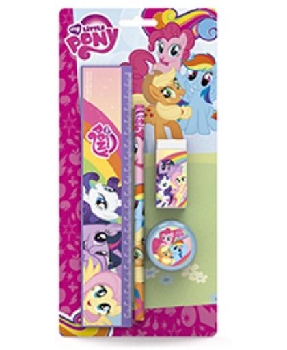 Disney My Little Pony School Set 4 stuks: 1 lat 20 cm, 1 potlood, 1 gom, 1 slijper