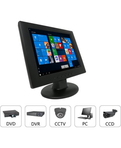 10 inch TFT-LCD Monitor - VGA, HDMI, BNC, USB + AV-ingang, 1024x768 resolutie