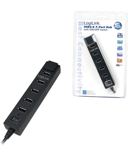 USB-HUB 7-Port LogiLink m. voeding zwart
