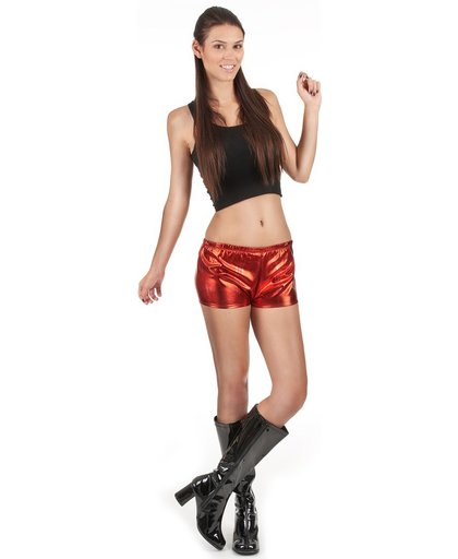 Glimmend rood disco shorty voor vrouwen - Verkleedkleding