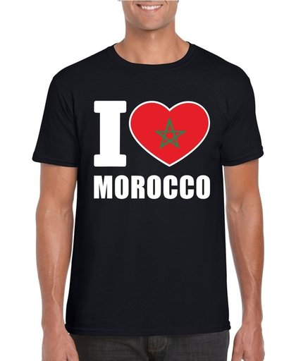 Zwart I love Marokko supporter shirt heren - Marokkaans t-shirt heren S
