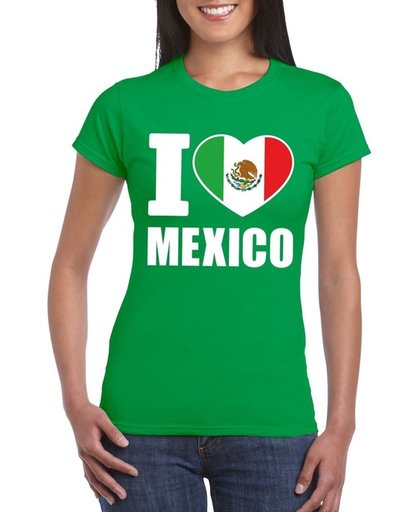 Groen I love Mexico supporter shirt dames - Mexicaans t-shirt dames L