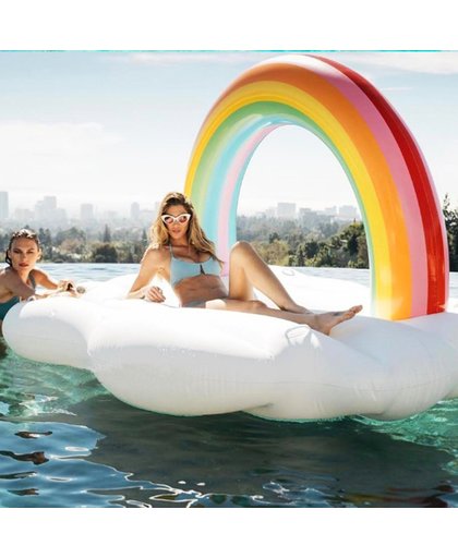 Regenboog op wolk opblaasbaar eiland | inflatable rainbow island | groot | Summer Fun | Water floating Row | 240*145*135cm