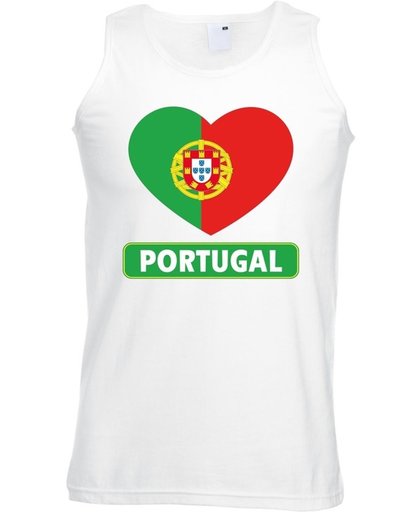 Portugal singlet shirt/ tanktop met Portugese vlag in hart wit heren M