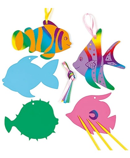 Kraskunst-decoraties tropische vissen  (10 stuks per verpakking)