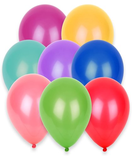 Set 100 ballonnen in verschillende kleuren - Feestdecoratievoorwerp