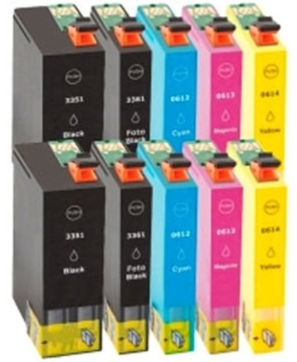 Huismerk - Inktcartridge / T1291 / 2 / 3 / 4 10-Pack / Zwart en Kleur - geschikt voor Epson