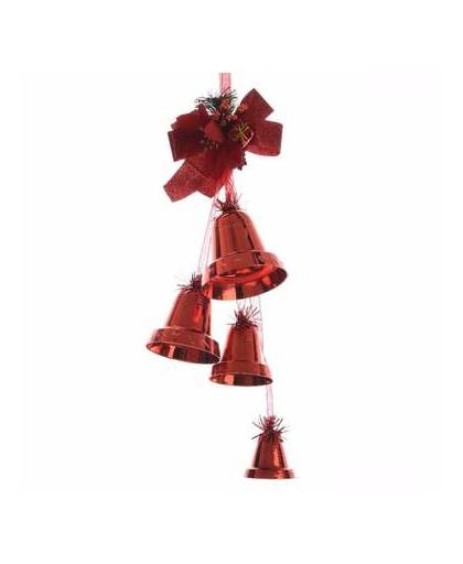 Kerst decoratie klokjes hanger rood 50 cm
