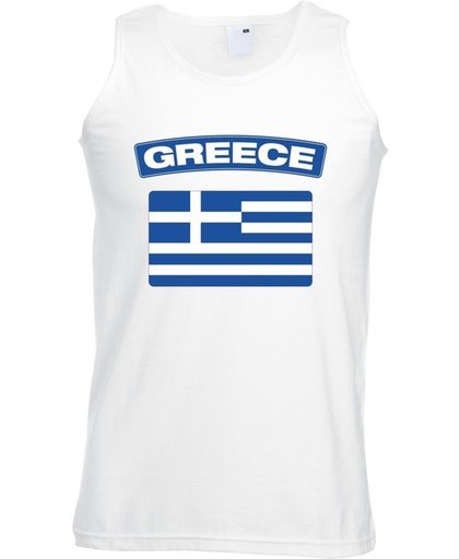 Griekenland singlet shirt/ tanktop met Griekse vlag wit heren XL