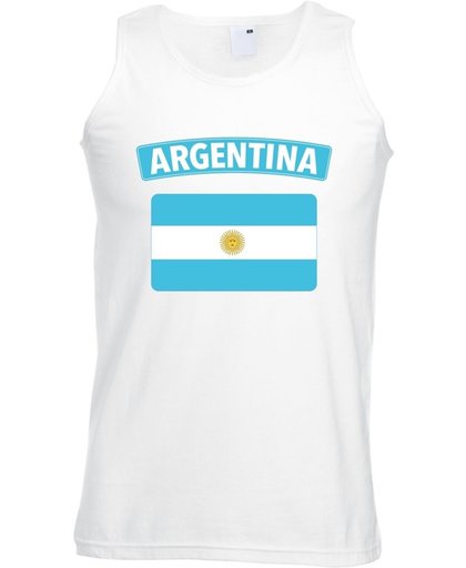 Argentinie singlet shirt/ tanktop met Argentijnse vlag wit heren 2XL