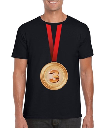 Bronzen medaille kampioen shirt zwart heren - Winnaar shirt Nr 3 S