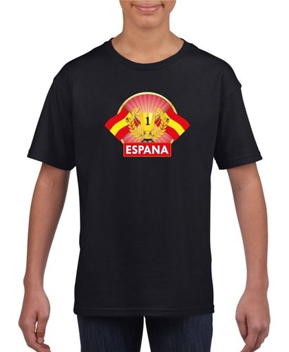 Zwart Spaans kampioen t-shirt kinderen - Spanje supporter shirt jongens en meisjes L (146-152)