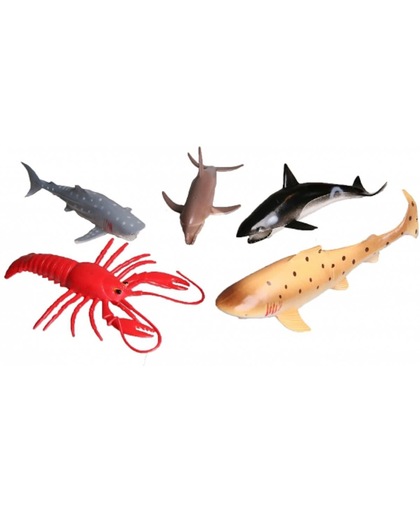 Speelgoed set plastic oceaan dieren 5 stuks