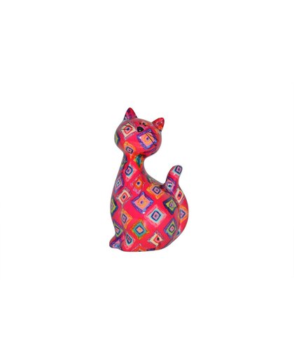 Cat Caramel spaarpot | kat - roze met ruiten | Pomme pidou