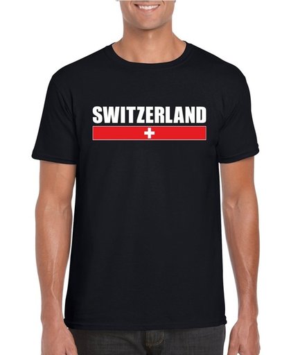 Zwart Zwitserland supporter t-shirt voor heren - Zwitserse vlag shirts S