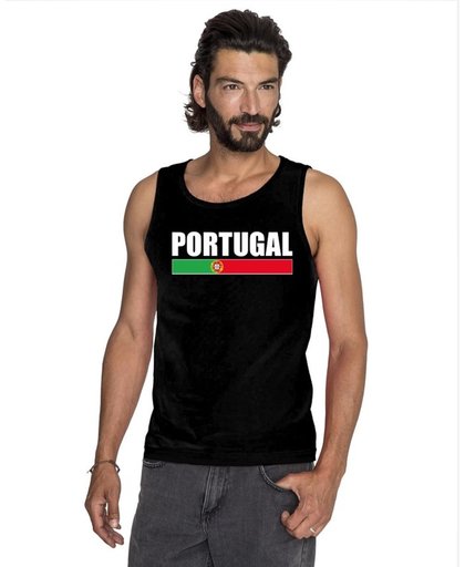 Zwart Portugal supporter mouwloos shirt heren - Portugal singlet shirt/ tanktop S