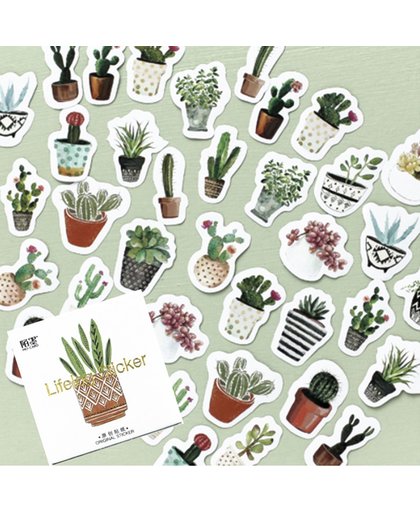 Set van 135 Stickers Bloemen en Planten| Set Stickers Botanisch | Cactus Stickers | 135 planten stickers