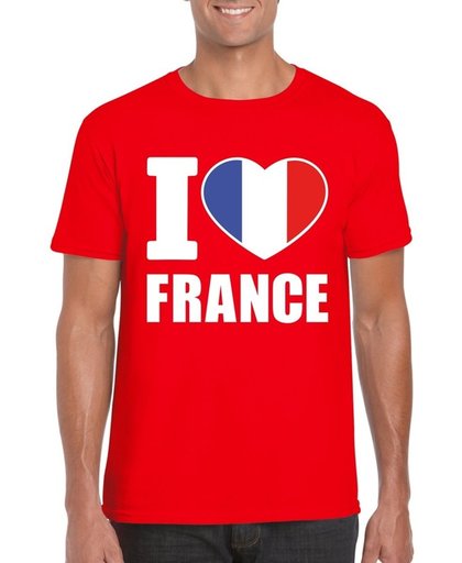Rood I love France supporter shirt heren - Frankrijk t-shirt heren S